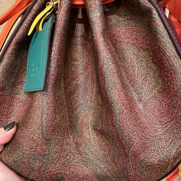 NWOT Etro Round Fluo Paisley Drawstring Bucket Bag - Picture 6 of 12